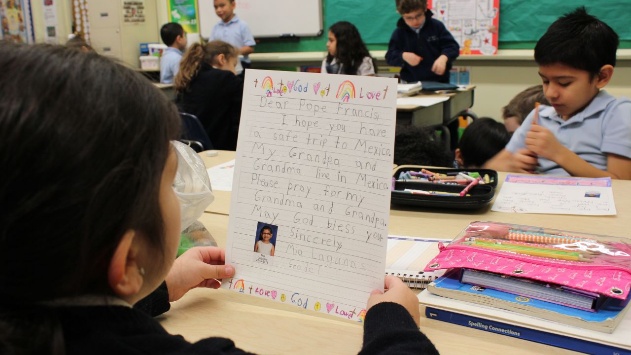 Mia Lagunas wants the Pope to pray for her grandparents.