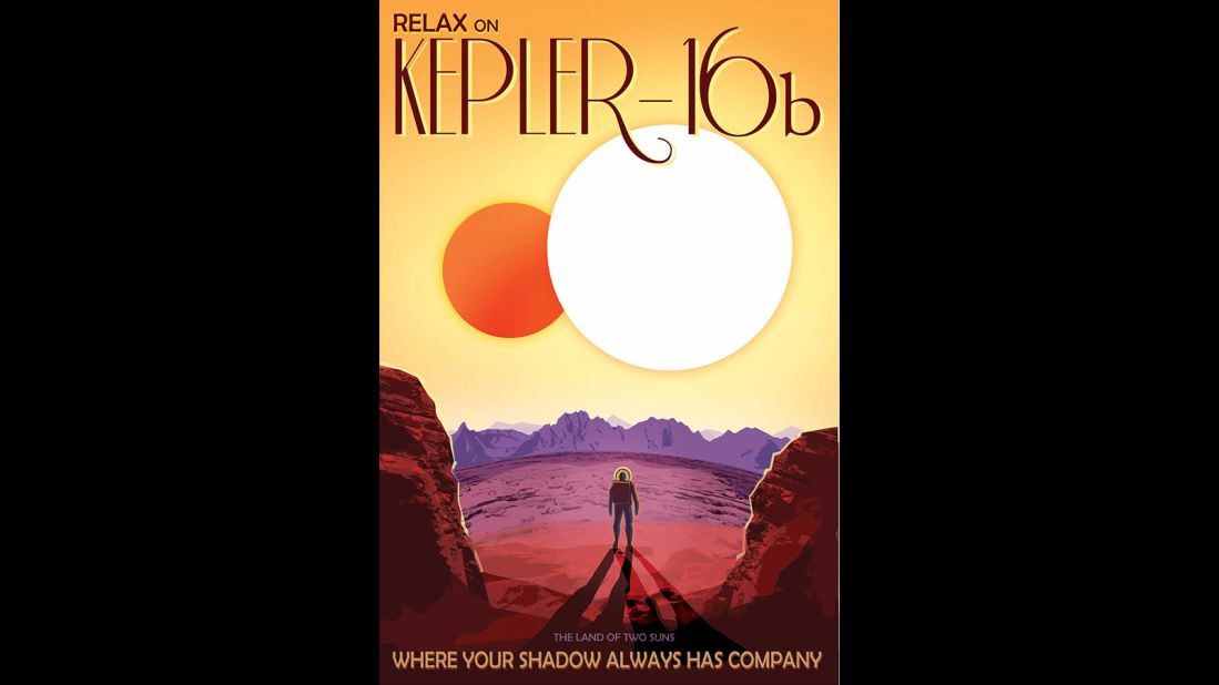 The extrasolar planet <a href="http://edition.cnn.com/2015/01/09/travel/nasa-vacation-posters/" target="_blank">Kepler-16b</a> is billed as the "land of two suns" for the twin orbs that shine down on it. 