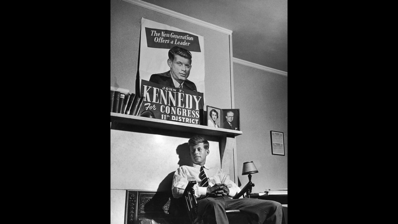 After some convincing by his father, JFK decided to run for U.S. Congress, representing Massachusetts' 11th district. He won in 1946 and served three terms before winning a Senate seat in 1952.
