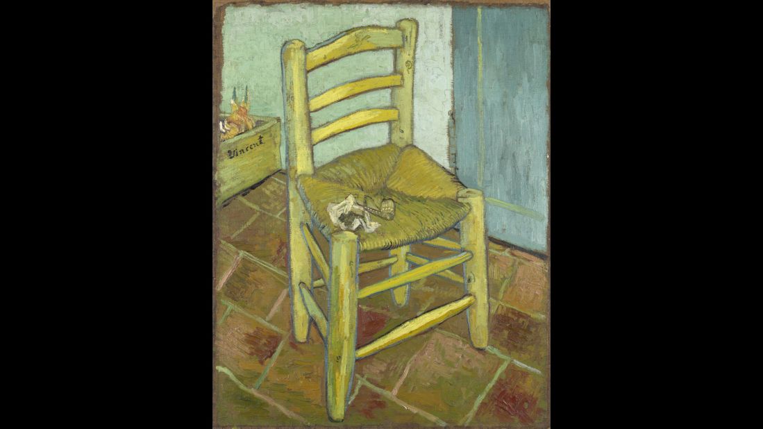 The 1888 painting "Van Gogh's Chair," on loan from London's National Gallery, is also featured in the exhibition. 