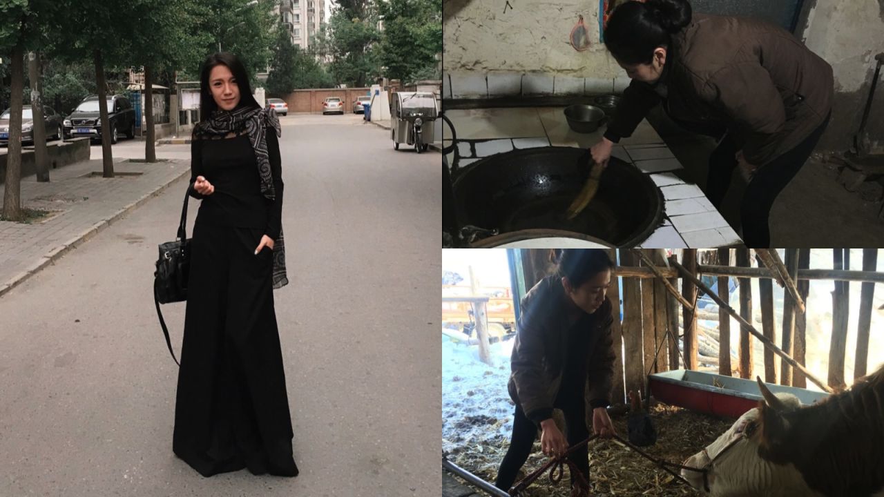 Xu Lin, a model working in Beijing, shares pictures of herself feeding a cow and cooking in her home village in China's Jilin province.<br />