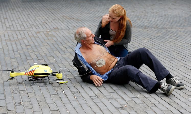 <strong>Ambulance Drone -- </strong>Capable of speeds of 100 kmph (62 mph), Delft Technical University's <a href="index.php?page=&url=https%3A%2F%2Fwww.tudelft.nl%2Fen%2Fide%2Fresearch%2Fresearch-labs%2Fapplied-labs%2Fambulance-drone%2F" target="_blank" target="_blank">ambulance drone</a> prototype carries a defibrillator which can be dispatched for use in the event of a heart attack. <a href="index.php?page=&url=https%3A%2F%2Fwww.cnn.com%2F2017%2F10%2F09%2Fhealth%2Fambulance-drone-teching-care-of-your-health%2Findex.html" target="_blank"><strong>Read more.</strong></a>