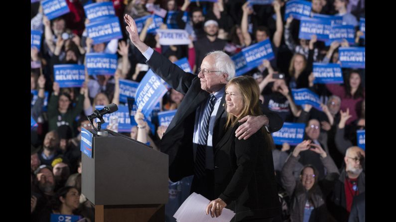 U.S. Sen. Bernie Sanders waves to a crowd in Concord, New Hampshire, after <a href="http://www.cnn.com/2016/02/09/politics/new-hampshire-primary-highlights/index.html" target="_blank">he won the state's Democratic primary</a> on Monday, February 8. Sanders received 60% of the vote, easily defeating Hillary Clinton.
