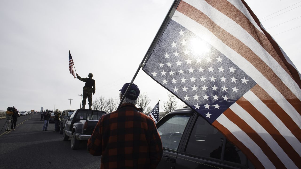 People show their support for those occupying the headquarters of the Malheur Wildlife Refuge on Thursday, February 11. The federal building in Oregon had been occupied by armed protesters for 41 days until the last remaining ones <a href="http://www.cnn.com/2016/02/11/us/oregon-standoff/" target="_blank">surrendered to authorities</a> on Thursday.