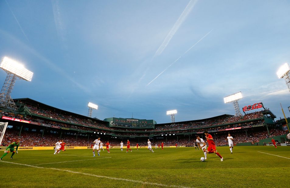 Another type of football. Liverpool faced off against Roma at Fenway Park in 2012 and 2014. Fenway Sports Group owns both Liverpool and the Boston Red Sox.