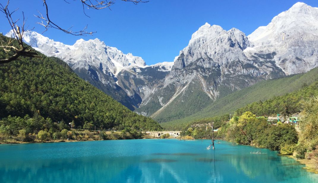 Blue Moon Valley is on Yunnan's Jade Dragon Snow Mountain. By all appearances, it contains some of the bluest water ever.
