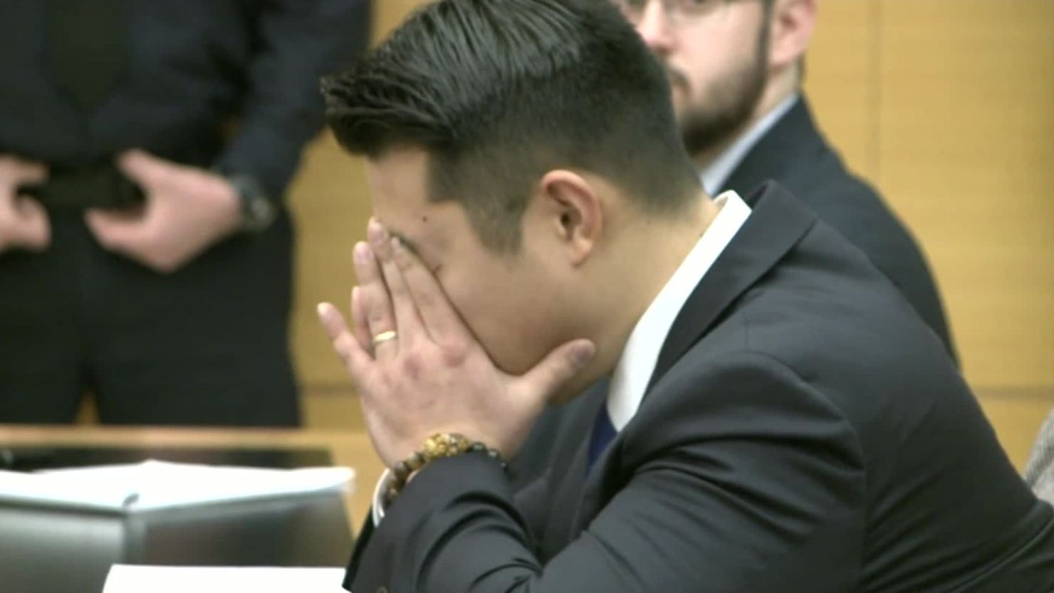 Former NYPD Officer Peter Liang listens as the verdict is read at his trial in February.
