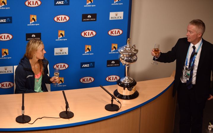 Australian Open tournament director Craig Tiley led a toast to Kerber at her post-final press conference. 