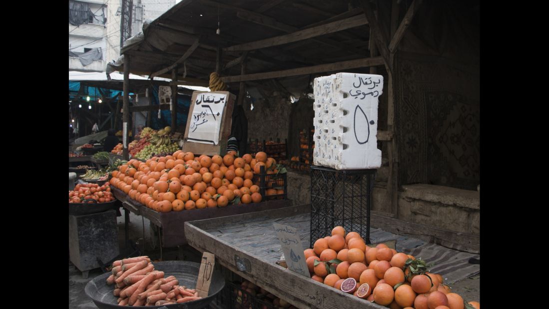 There is still fresh produce in the market stalls but it is more difficult to bring into the city, and much more expensive than even a few weeks ago.