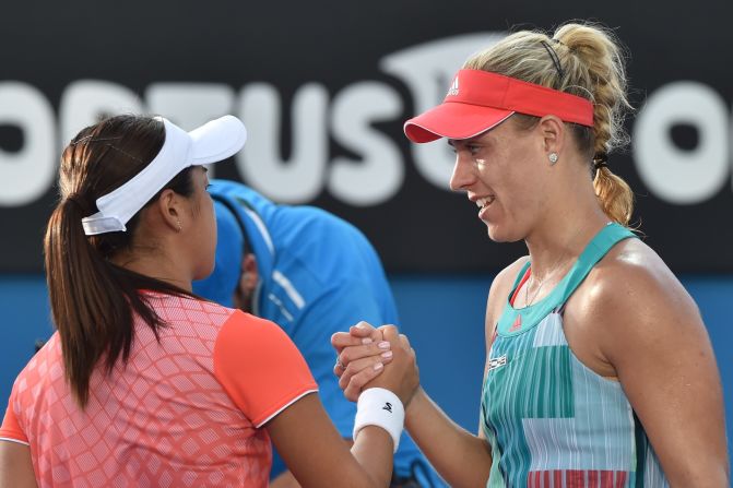 But it almost never was for Kerber. In the first round at the Australian Open, she had to save a match point against fellow lefty Misaki Doi. 
