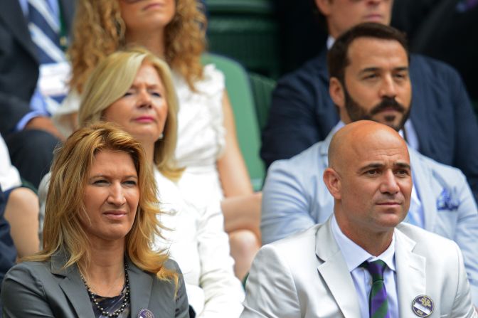 Kerber became the first German to win a grand slam title since Graf -- pictured left with husband Andre Agassi -- in 1999. 