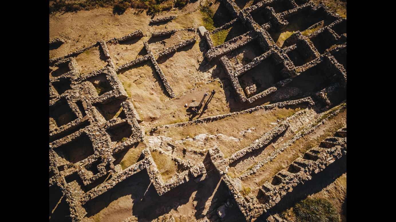 Inca ruins top Isla Del Sol, or Island of the Sun, a large island in the Bolivian sector of Lake Titicaca. The Inca built these structures without tools at an elevation higher than where skydivers typically jump out of planes.