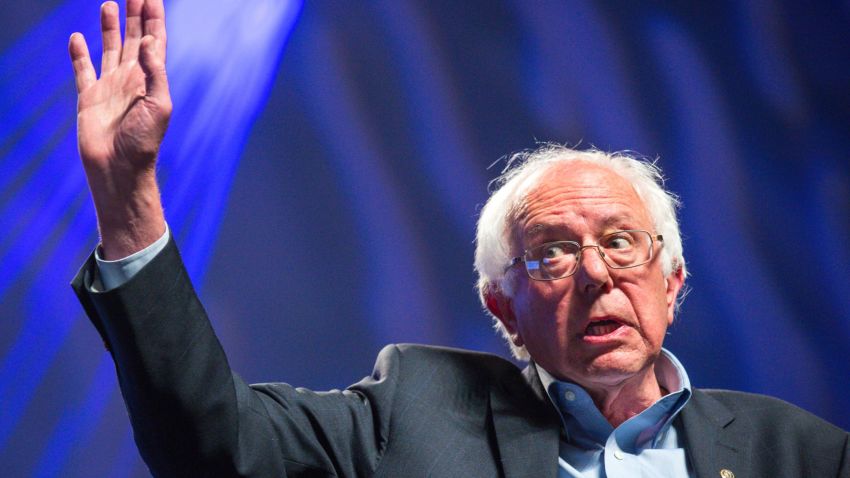 PHOENIX, AZ - JULY 18: U.S. Sen. Bernie Sanders (I-VT) addresses hecklers and supporters at the Netroots Nation 2015 Presidential Town Hall in the Phoenix Convention Center July 18, 2015 in Phoenix, Arizona. The Democratic presidential candidate spoke of income inequality and the flaws of the criminal justice system to nearly 2,000 audience members. (Photo by Charlie Leight/Getty Images)