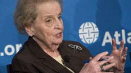 Former US Secretary of State Madeleine Albright speaks during the launch of the Middle East Strategy Task Force at the Atlantic Council in Washington, June 4, 2015.