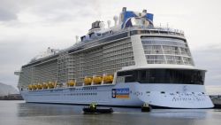The Royal Caribbean's latest cruise liner 'Anthem Of The Seas', the third largest ship in the world, is moored at the port of Bilbao during its maiden voyage, on April 26, 2015. The 'Anthem Of The Seas', a 4,905-passenger ship, is billed as the most technologically advanced cruise vessel ever. It boasts fast internet speeds, an all-digital check-in process, a skydiving simulator at sea and the first bumper cars at sea.   AFP PHOTO/ ANDER GILLENEA        (Photo credit should read ANDER GILLENEA/AFP/Getty Images)