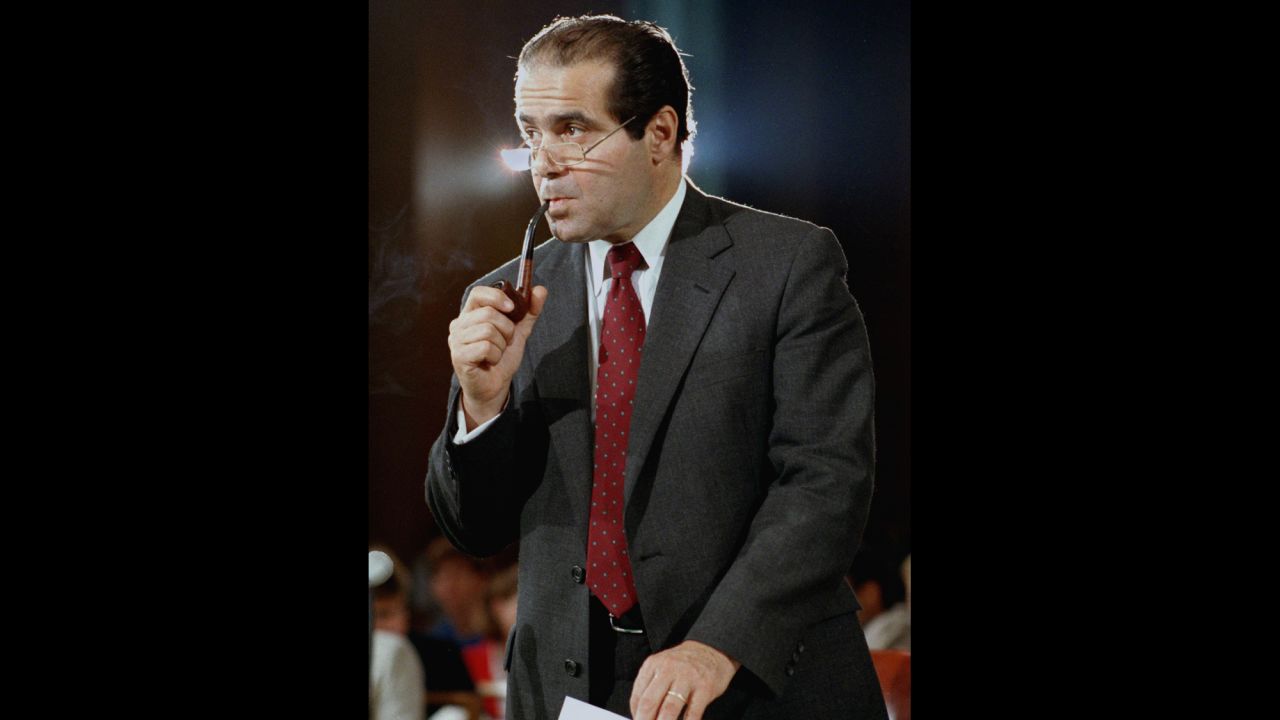 Scalia appears before the Senate Judiciary Committee during his confirmation hearings in Washington on August 6, 1986.