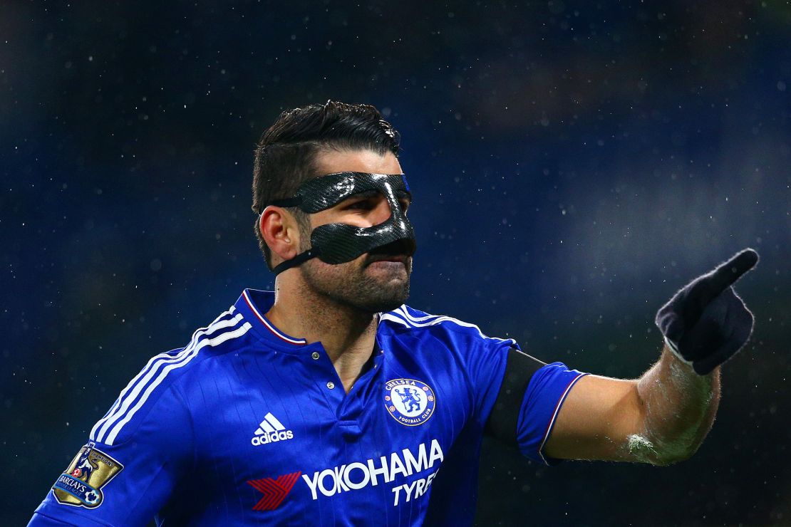 Diego Costa celebrates scoring his team's first goal against Newcastle United.