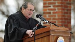 US Supreme Court Associate Justice Antonin Scalia conducts a naturalization ceremony for sixteen new US citizens during the commemoration of the 150th anniversary of US President Abraham Lincolns historic Gettysburg Address on November 19, 2013 at Gettysburg National Military Park in Gettysburg, Pennsylvania. AFP  PHOTO/Mandel NGAN        (Photo credit should read MANDEL NGAN/AFP/Getty Images)
