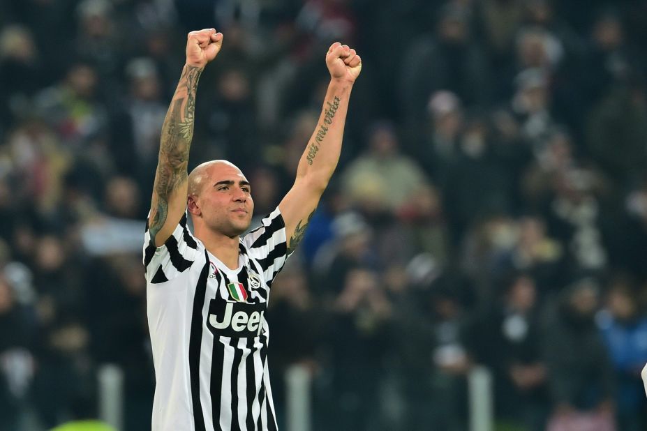 Juventus forward Simone Zaza celebrates scoring the only goal of the game against title rivals Napoli.