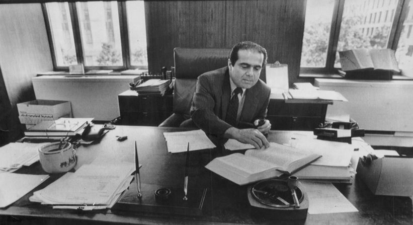 Scalia works in  his office in Washington on July 28, 1986. Scalia, who was appointed in 1986, was the longest-serving justice on the Supreme Court. 