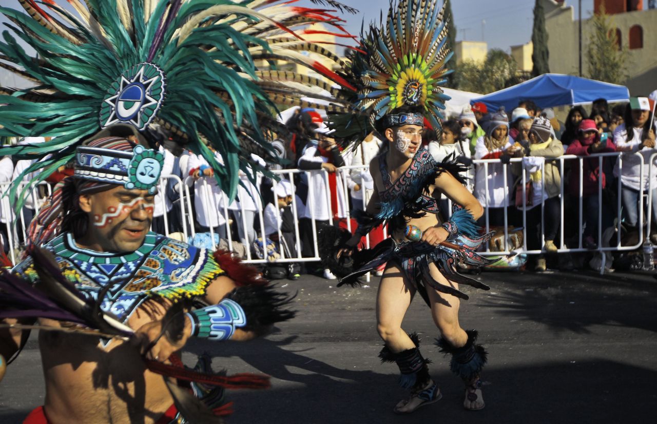 Dancers perform in Ecatepec before the arrival of Pope Francis on February 14. 