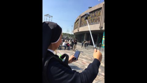 MEXICO: Sister Cindy from Lima, Peru is filming her visit to Mexico -- following the Pope. She will sing with her band before the mass in Juarez. "I told my community back home my challenge will be to get a selfie with Pope Francis", she giggles. Photo by CNN's Miguel Castro <a href="http://instagram.com/sambassando" target="_blank" target="_blank">@sambassando</a>, February 11.