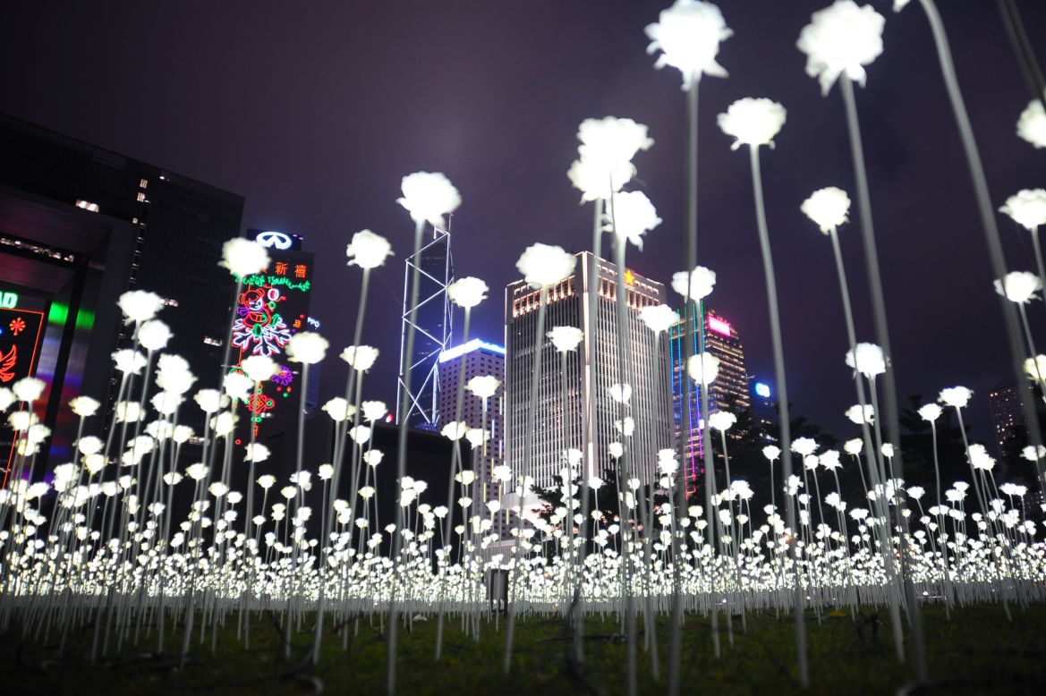 Hong Kong is the first overseas stop for South Korea's mass public art installation Light Rose Garden. Seen in the picture is part of the 25,000 romantic white roses "planted" in the city's Tamar Park.