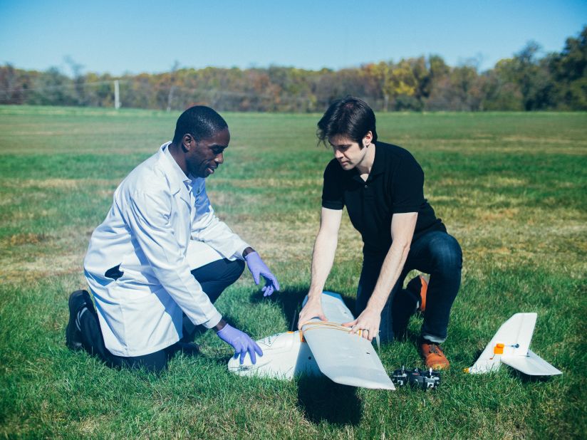 Teams from the Core Laboratory at Johns Hopkins Hospital are testing the devices in open air fields near Baltimore. Blood samples were loaded on the drone and flown around for varying time periods between six and 38 minutes.