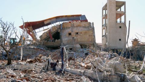 The remains of the hospital supported by Doctors Without Borders in Maarat al-Numan.