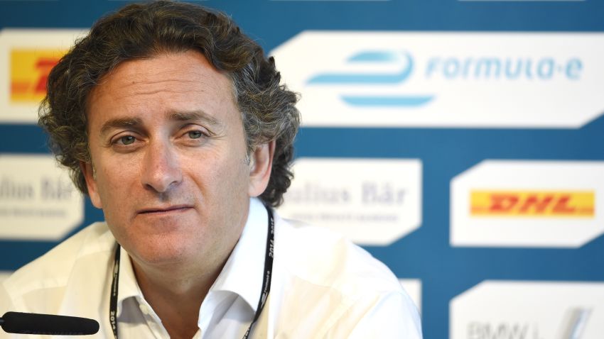 CEO of Formula E Holdings, Spanish Alejandro Agag attends a press conference in Berlin, on May 22, 2015 on the eve of the 2015 Fia Formula E Berlin championships. The Formula E series features 100 percent electric cars competing over 11 stops. The first six legs were raced in Asia and America, all with different winners.  AFP PHOTO / TOBIAS SCHWARZ        (Photo credit should read TOBIAS SCHWARZ/AFP/Getty Images)