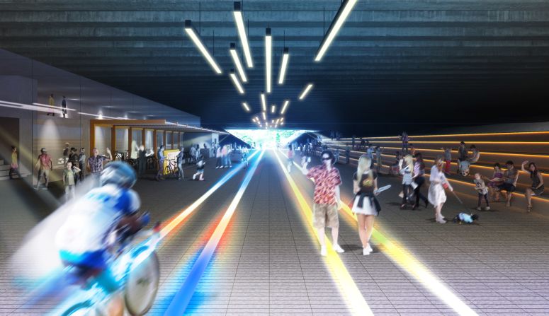 Queenstown Viaduct will be named Passage of Light, with interactive floor lighting that will reportedly respond to the speed of cyclists and pedestrians. It also has a firefly garden.