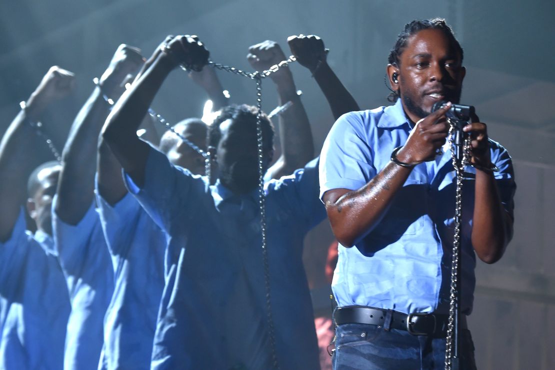 LOS ANGELES, CA - FEBRUARY 15:  Rapper Kendrick Lamar performs onstage during The 58th GRAMMY Awards at Staples Center on February 15, 2016 in Los Angeles, California.  (Photo by Larry Busacca/Getty Images for NARAS)