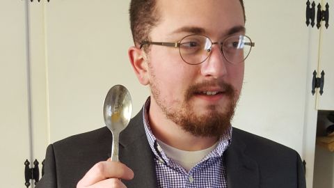 Even after washing the dishes, Garrett Boyte says, the silverware is crusted with sediment. 