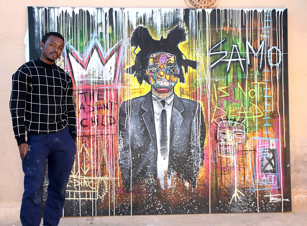 Turay admires and identifies with Jean-Michel Basquiat, an African-American artist who gained fame in the 1970s and 80s. "He didn't have any boundaries around who inspired him," he adds. "I don't like boundaries either, which is why you can see the influence of Basquiat, Pablo Picasso and Salvador Dali in my paintings."