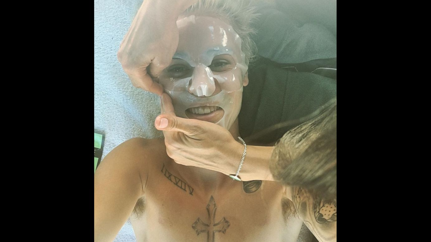 Pop star Justin Bieber takes a selfie as he has a beauty mask applied on Monday, February 15. He posted it to his Instagram account, <a href="http://www.cnn.com/2016/08/16/entertainment/justin-bieber-sofia-richie-instagram/" target="_blank">which he quit</a> in August.