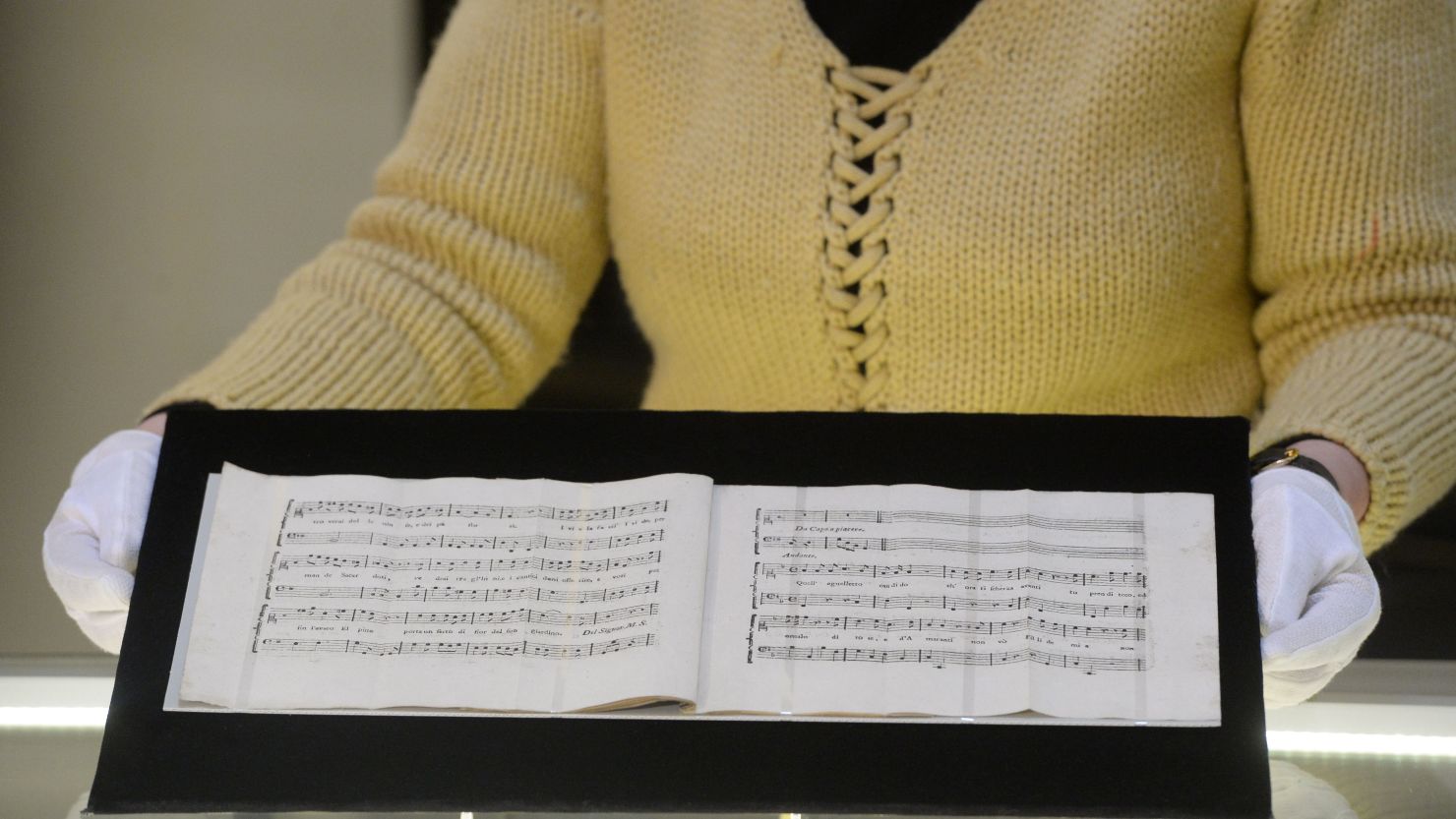 The newly-discovered sheets of music written by Austrian composer Wolfgang Amadeus Mozart.