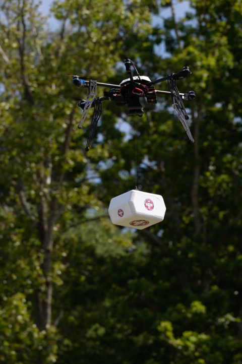 In 2015, the first use of drones to collect medical supplies and transport them over rugged terrain in the state of Virginia was approved by the US government. This Flirtey non-military drone delivered medical supplies in Wise County, Virginia. 