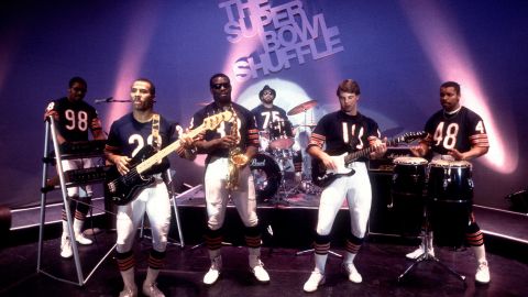 Chicago Bears players film the music video for the Super Bowl Shuffle in 1985.    