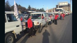 U.N. vehicles get ready to head to Madaya, Syria.