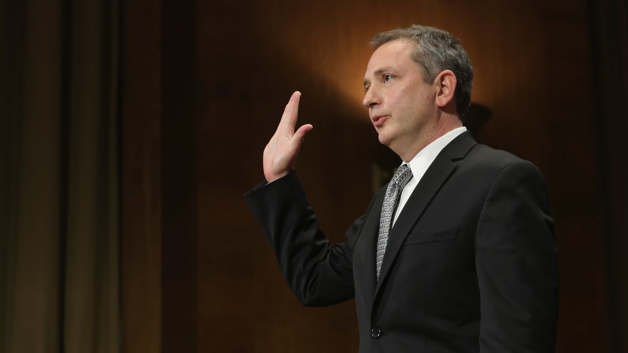 David Barron is sworn in before testifying to the Senate Judicary Committee during his nomination hearing in the Dirksen Senate Office Building November 20, 2013 in Washington, DC.