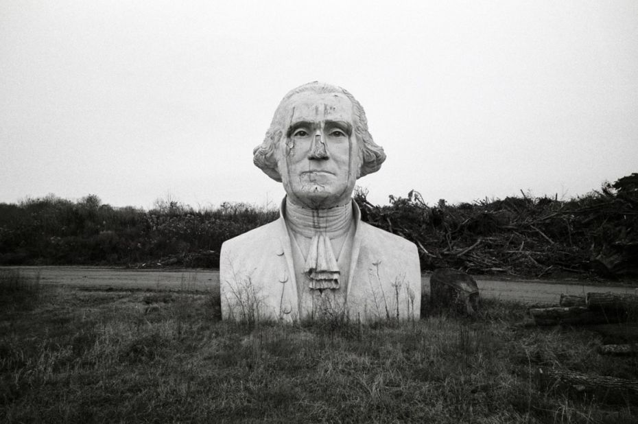 A derelict George Washington is a shadow of his former glory, after the Presidents Park in Virginia closed in 2010. 