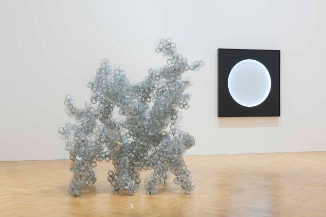 "His focus on the potential of materials and how their physical properties allowed him to work with varying scales and exploit the kinetic potential of modular forms is a testament to his playful approach to working, which relies on experimentation and dialogue. This approach is one I have attempted to emulate in my own practice," said inaugural prize winner. <br /><br />(She created the sculpture seen here out of Slinkys.) 