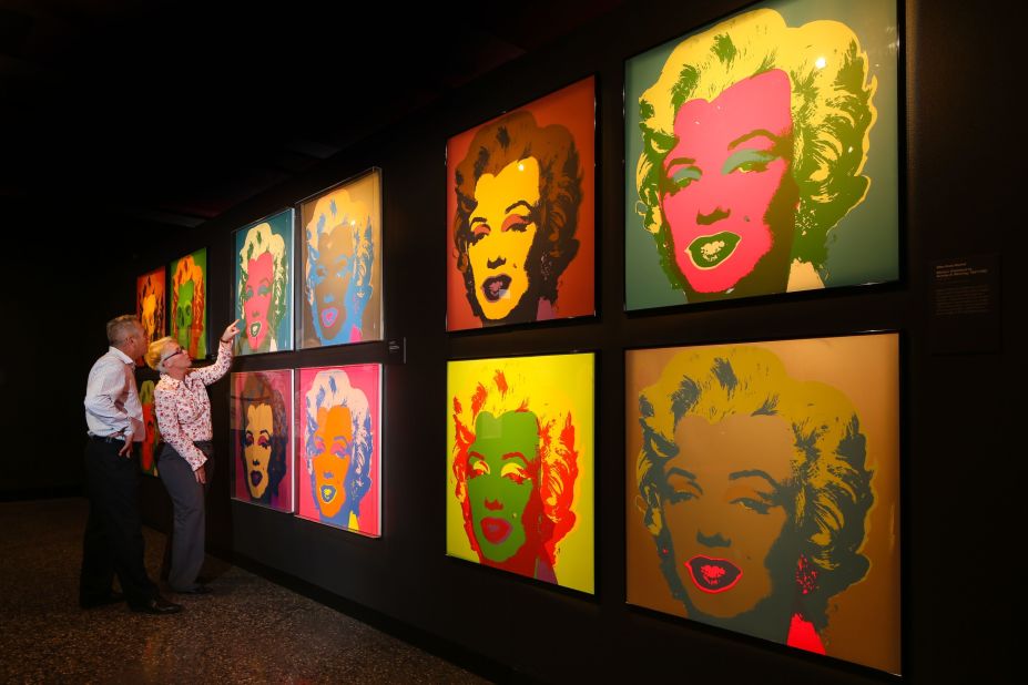 The exhibition contains a series of Andy Warhol's famed pop art prints. Warhol's two abiding fascinations -- death and the cult of celebrity -- came together in Monroe's story. 
