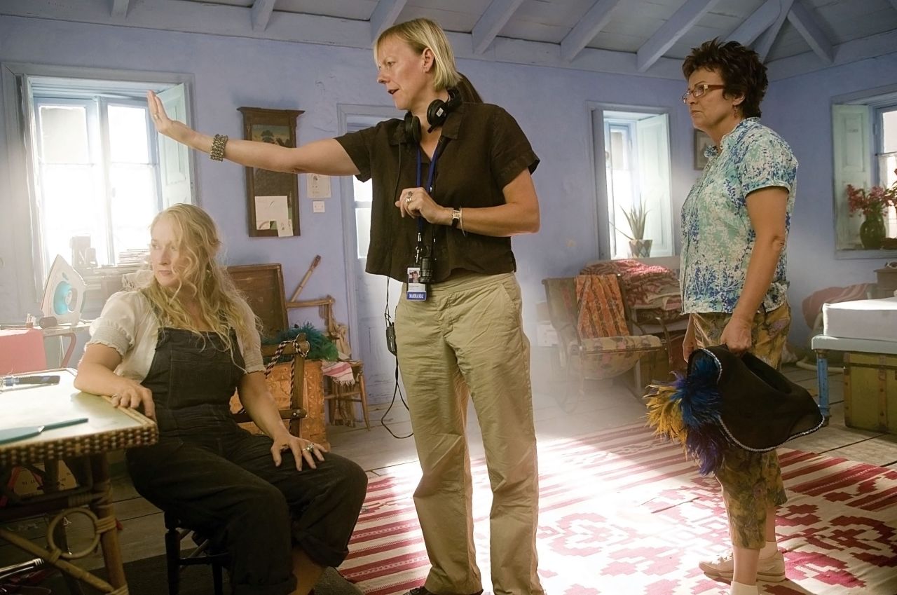 British director Phyllida Lloyd, center, made a big splash on her first stab at directing a film. "Mamma Mia!" drew $144 million domestically, a rare occurrence for musicals in the world of feature films. Meryl Streep, left, and Julie Walters starred in the film.
