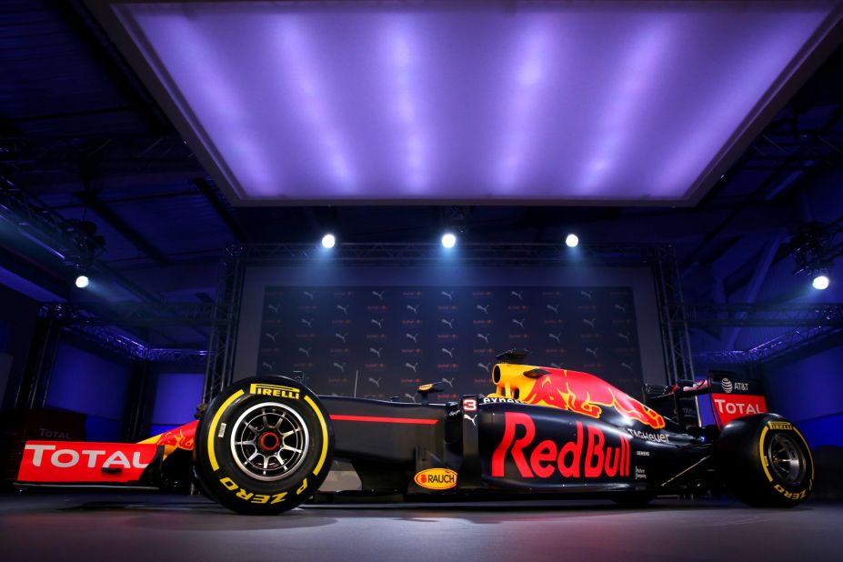 The Red Bull Formula One team breaks cover in 2016, introducing the livery for the new RB12 racer on a freezing February day in East London.