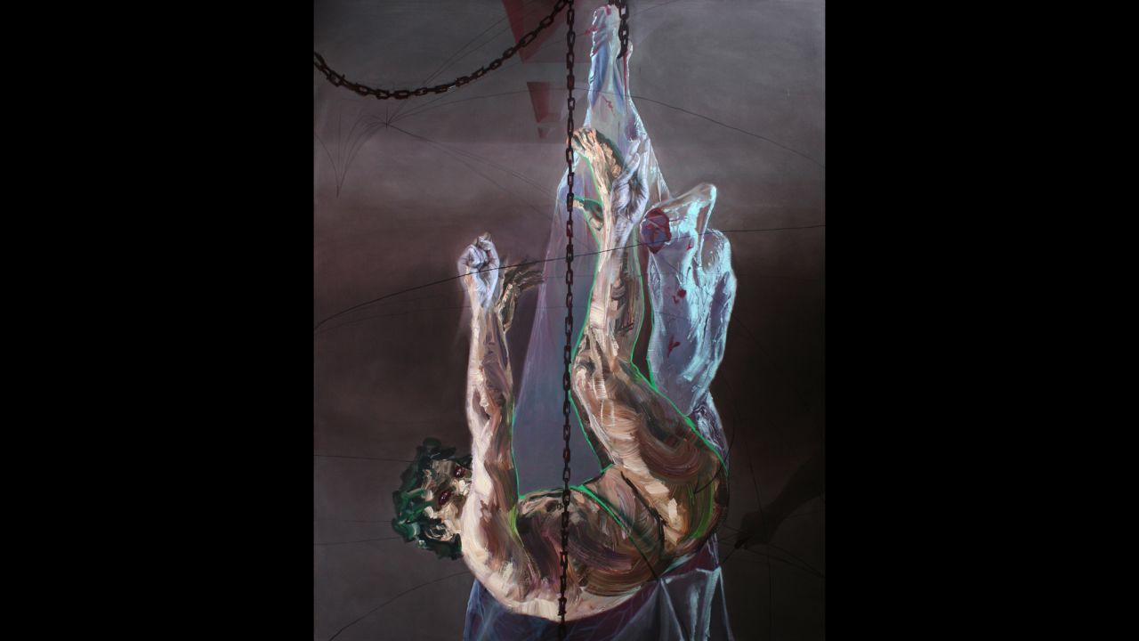 "Everything I saw and everything I see, I humanize it," says Shamma. "Meat" is the title of this work.