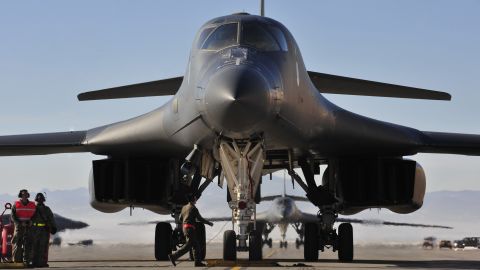 A B-1 taxis at Ellsworth Air Force Base, South Dakota, in January 2016. 