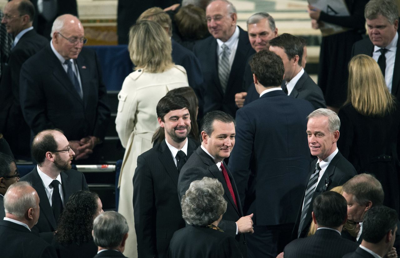 Republican presidential candidate Sen. Ted Cruz arrives for the funeral Mass on February 20.