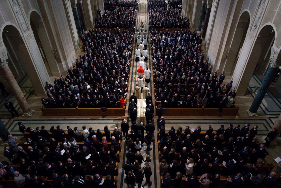 Scalia's casket is taken into the Basilica of the National Shrine of the Immaculate Conception on February 20 in Washington. 