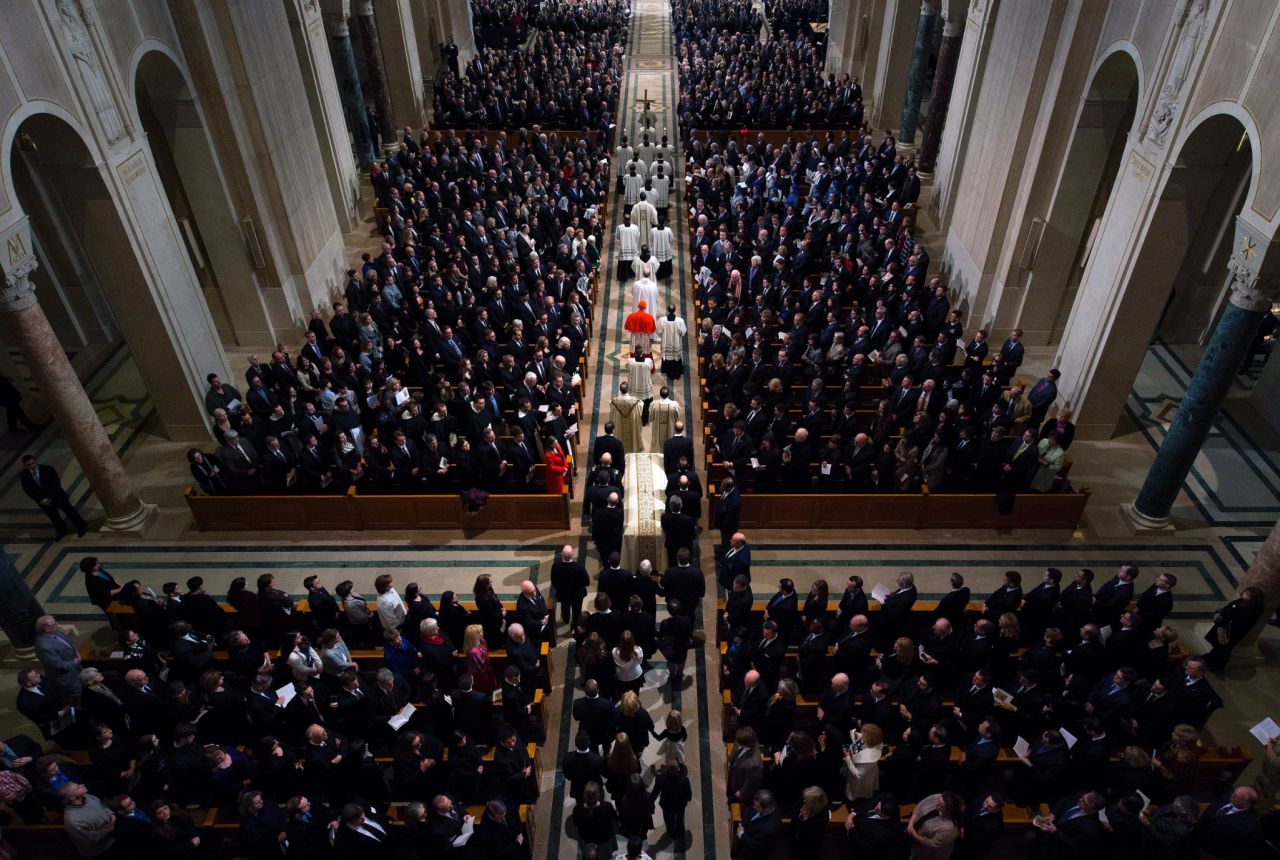 Scalia's casket is taken into the Basilica of the National Shrine of the Immaculate Conception on February 20 in Washington.